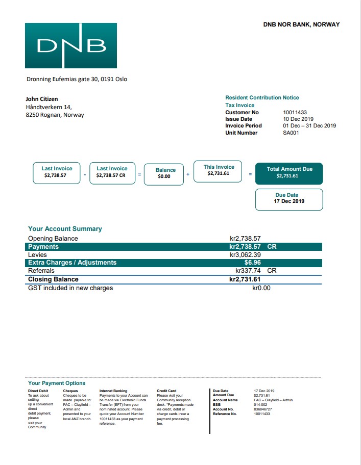  Minol USA business utility bill 